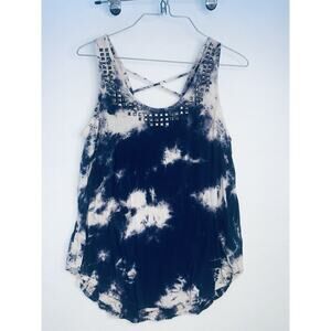 Sz S Forever 21 Tie Dye Top Tank Lattice Back Studs Neckline Boho Hippy Top EUC